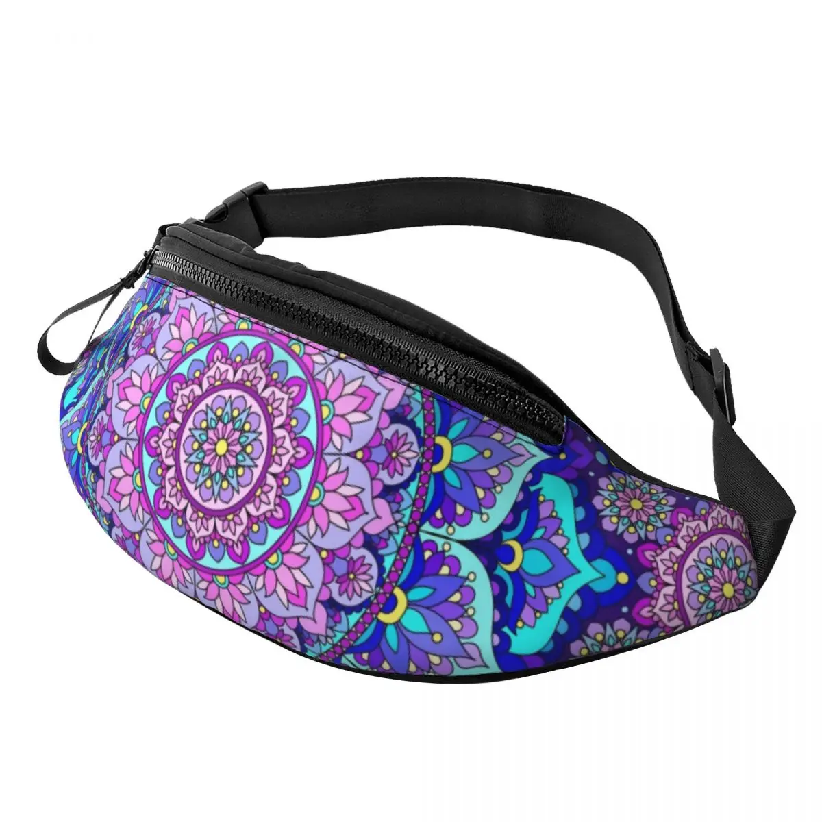 Custom Casual Bohemia Ethnic Mandala Flower Pattern Fanny Pack Women Men Crossbody Waist Bag for Hiking Phone Money Pouch