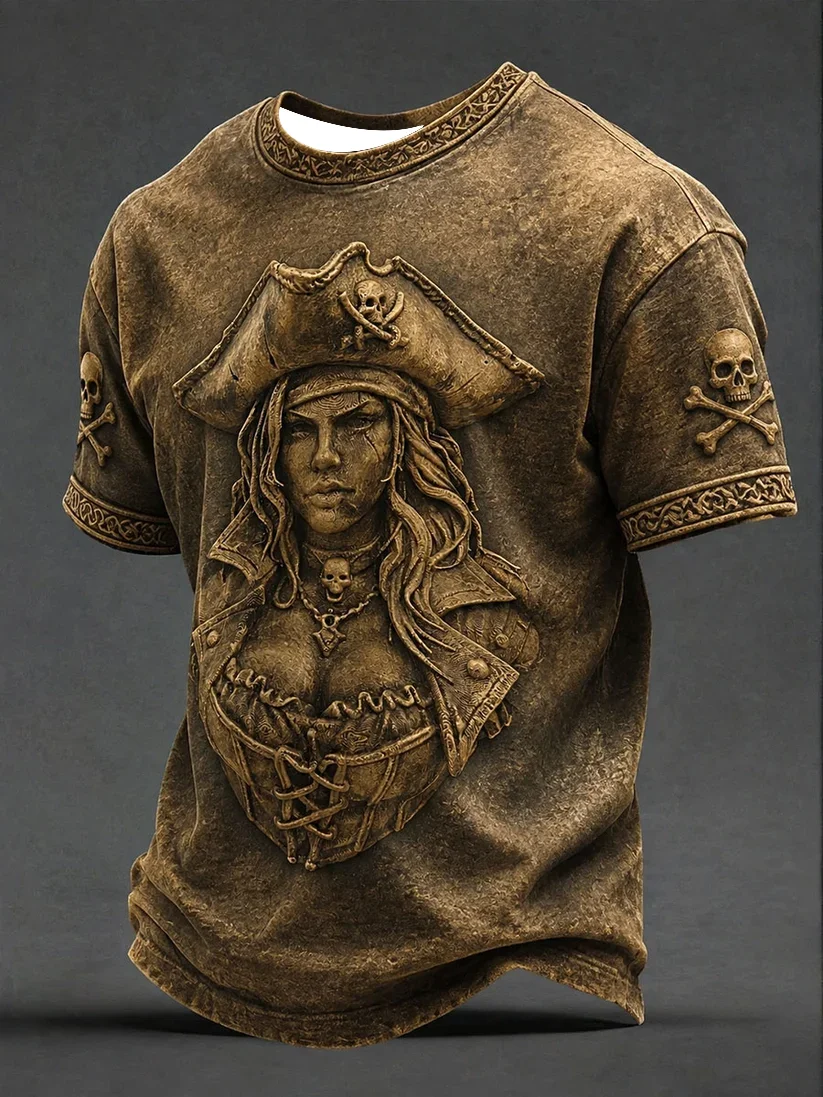 2027 Summer Men's Football Training Shirt - Viking Pirate Style 3D Print - Breathable Quick-Drying T-Shirt - Family Style Shirt