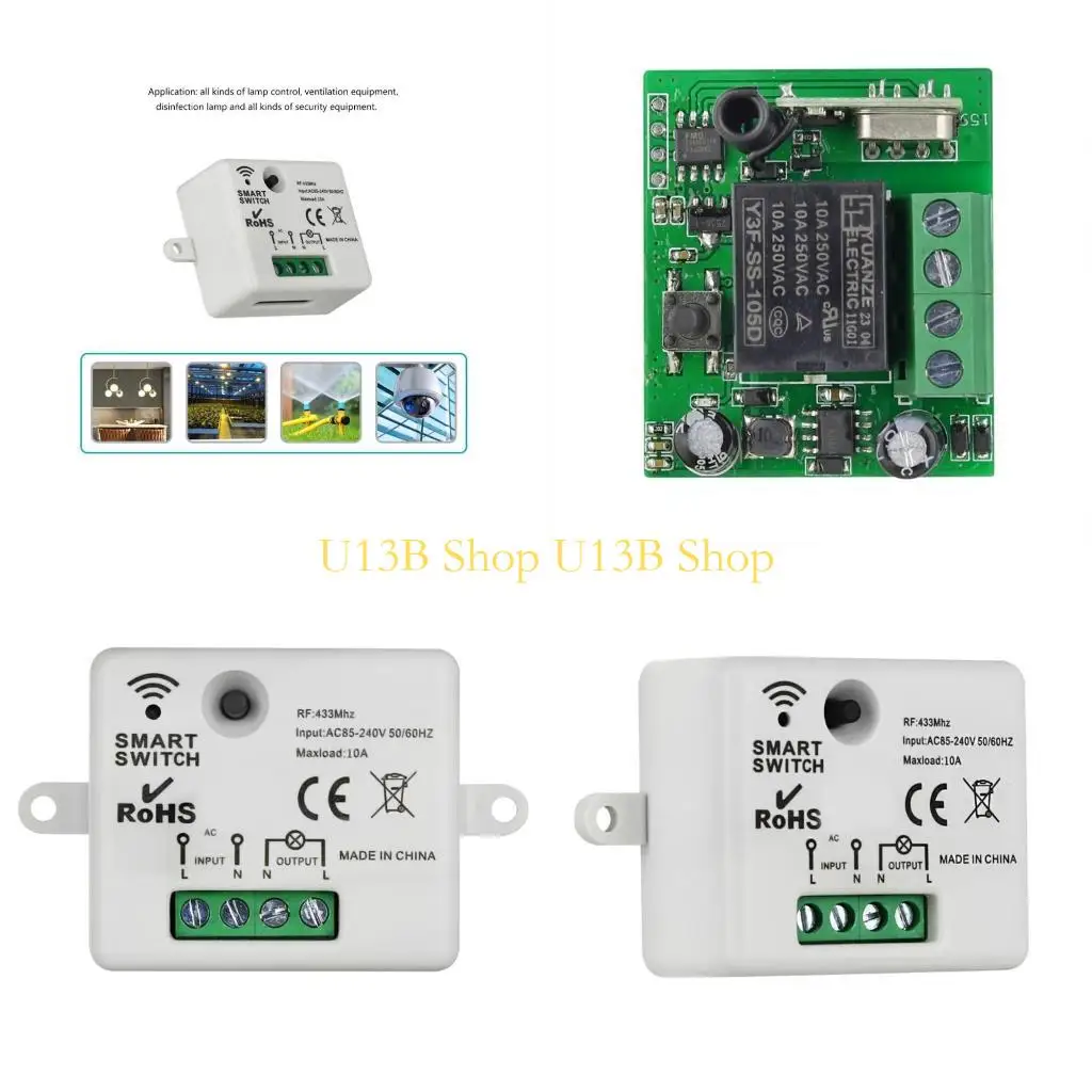 

U13B Переключатели модуль управления световой панлером 433/315 МГц 1CH Контроллеры настенных панелей AC110 ~ 240 В для лампы