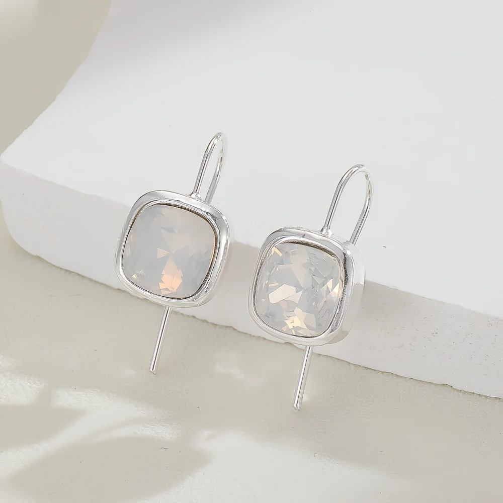 

Simple Square Hanging Earrings For Women Silver Color Women Jewelry Girl's Gift