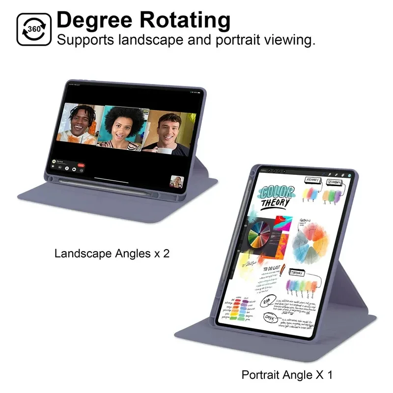 360 Rotate Flip Leather Tablet Case for Honor Pad9 2024 12.1 Inch Clear Acrylic Skin Feel with Pen Slot Shockproof Protect Cover
