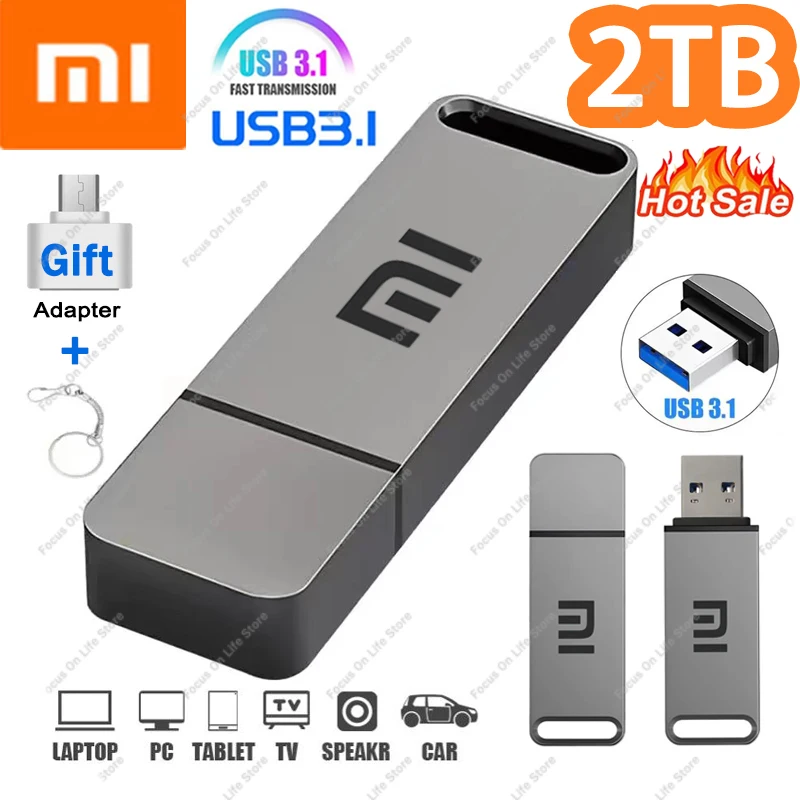 Xiaomi Pen Drive USB 3.1 2TB Flash Drive High-Speed Transfer 1TB Metal Large Capacity USB Memory For Computer Storage Devices