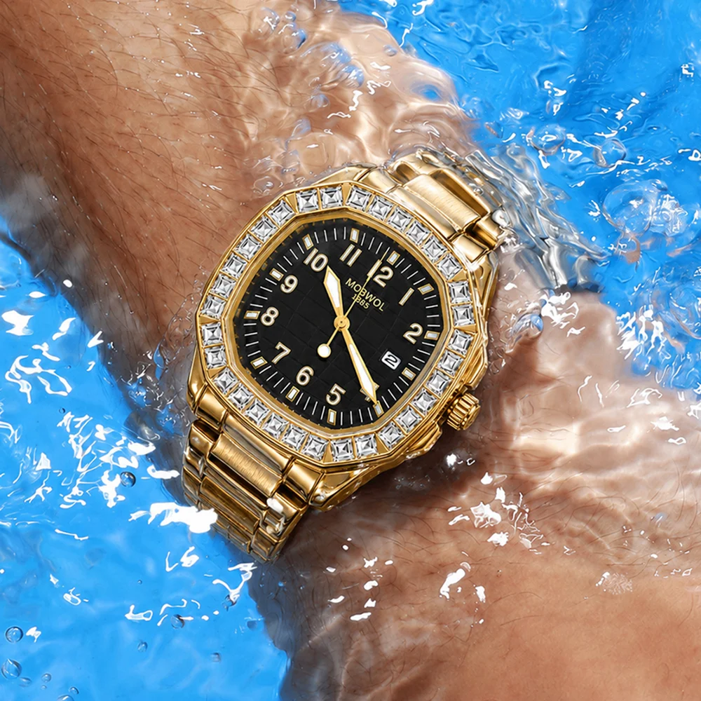 Новые мужские роскошные кварце – обзор и цена Luxury Watch Gold And Black