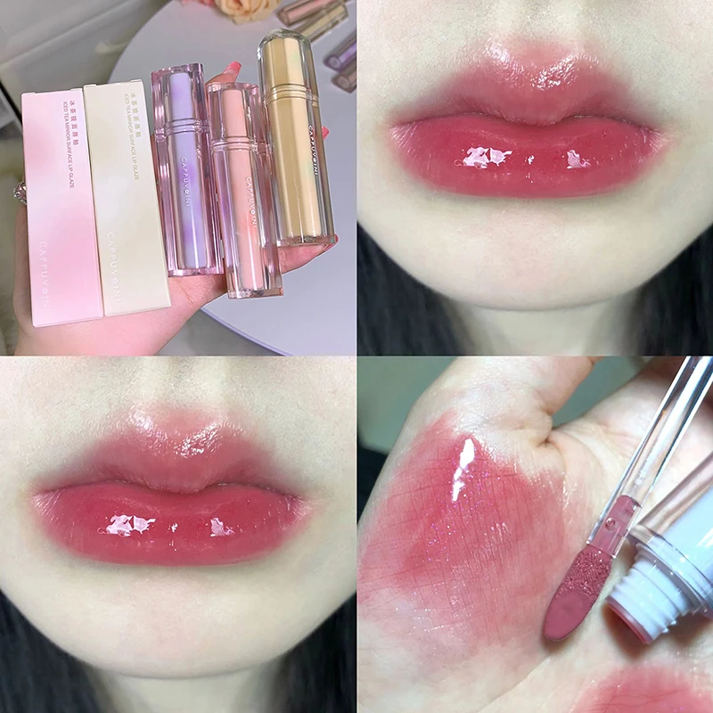 Iced Tea Mirror Lip Glaze Waterige transparante Jelly Gloss met waterdichte, langdurige slijtage voor dames