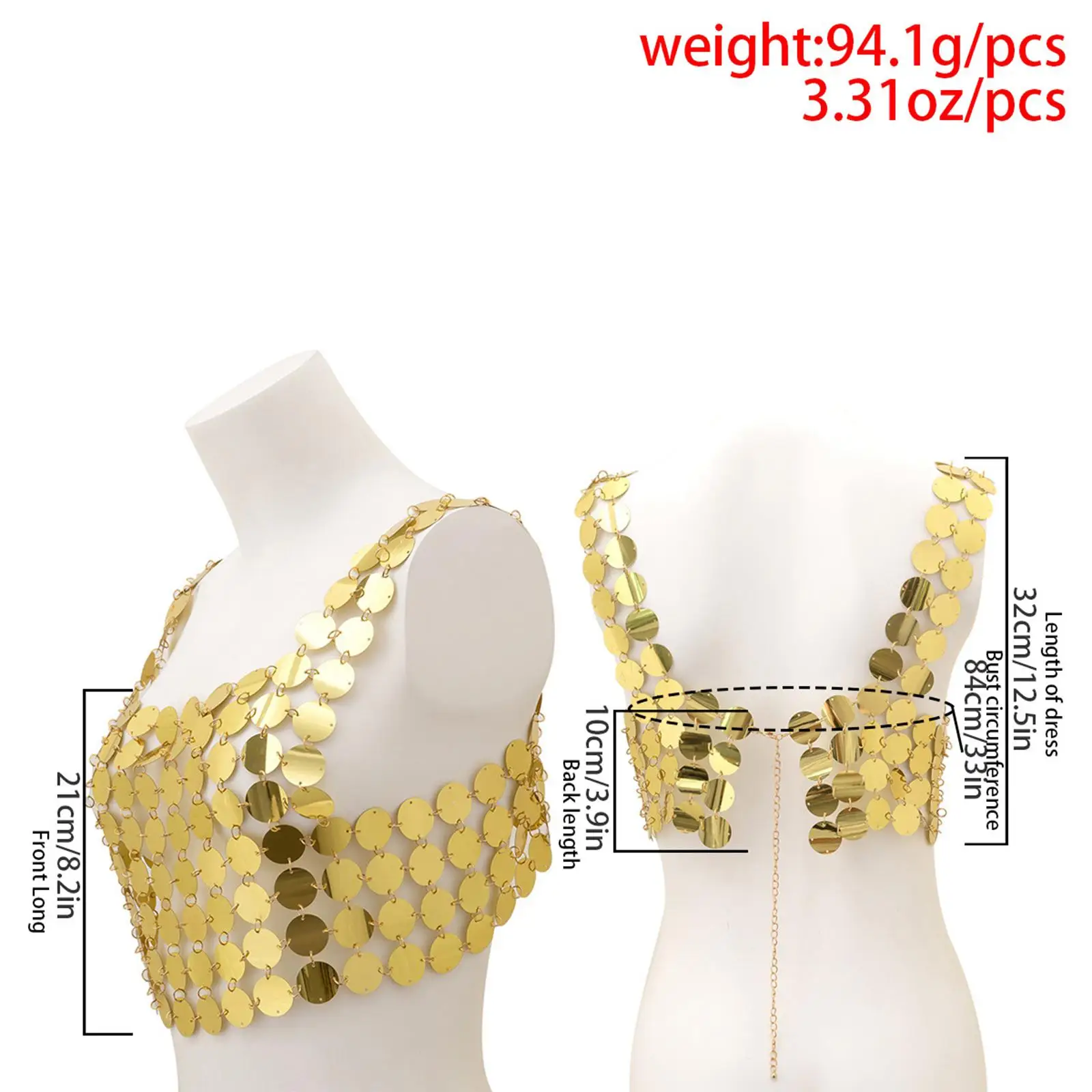 Sequin Vest Tank Tops Sparkly Body Jewelry for Nightclub Dance Party Rave