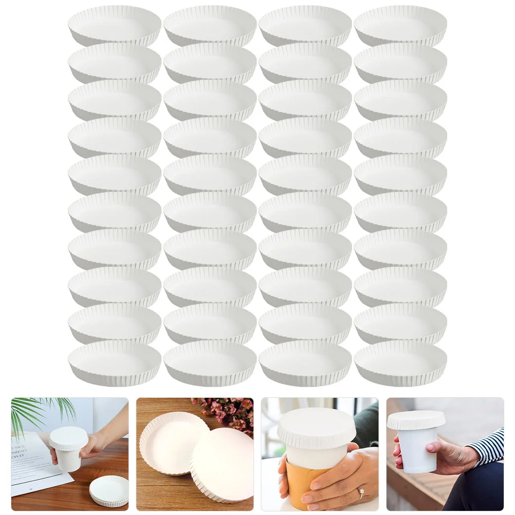 

150 Pcs Covers Bar Restaurant KTV Hotel Room Disposable Caps Paper Protectors Stackable Portable White Paper Cup Lids Water