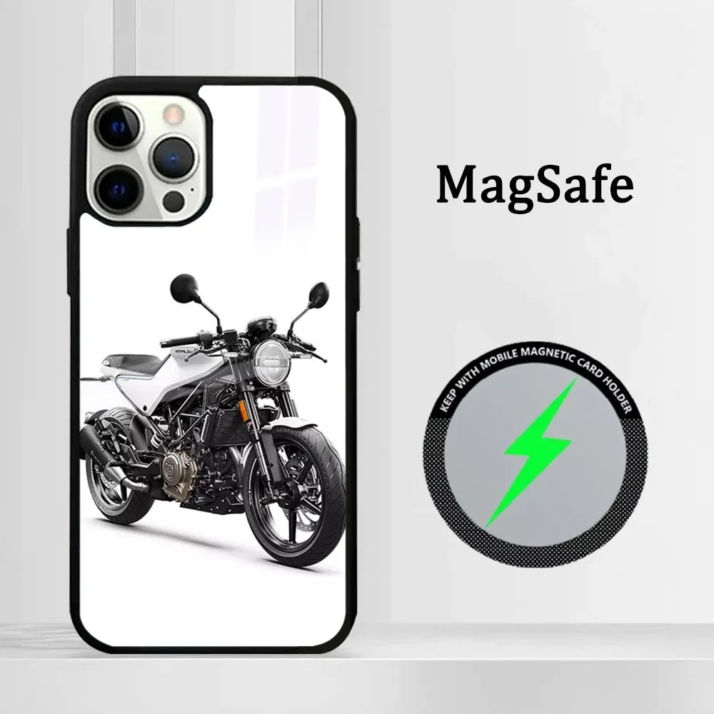 Capa magnética sem fio da marca motocicleta, caixa do telefone H Husqvarna-es, espelho Magsafe, iPhone 16 15 14 13 12 11 Pro Max Plus Mini