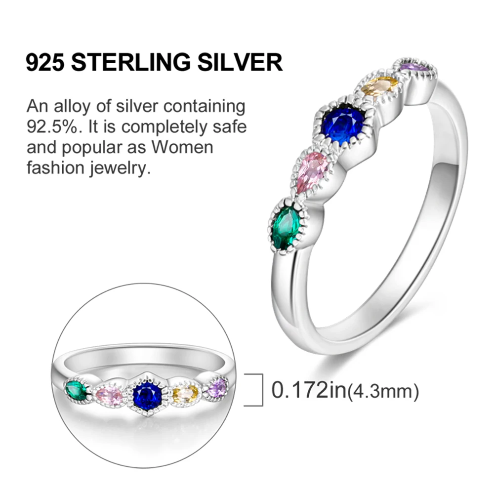 خواتم نسائية أصلية متألقة من الأحجار الكريمة الملونة مجوهرات الذكرى السنوية وهدايا أعياد الميلاد للفتيات الأم والزوجة