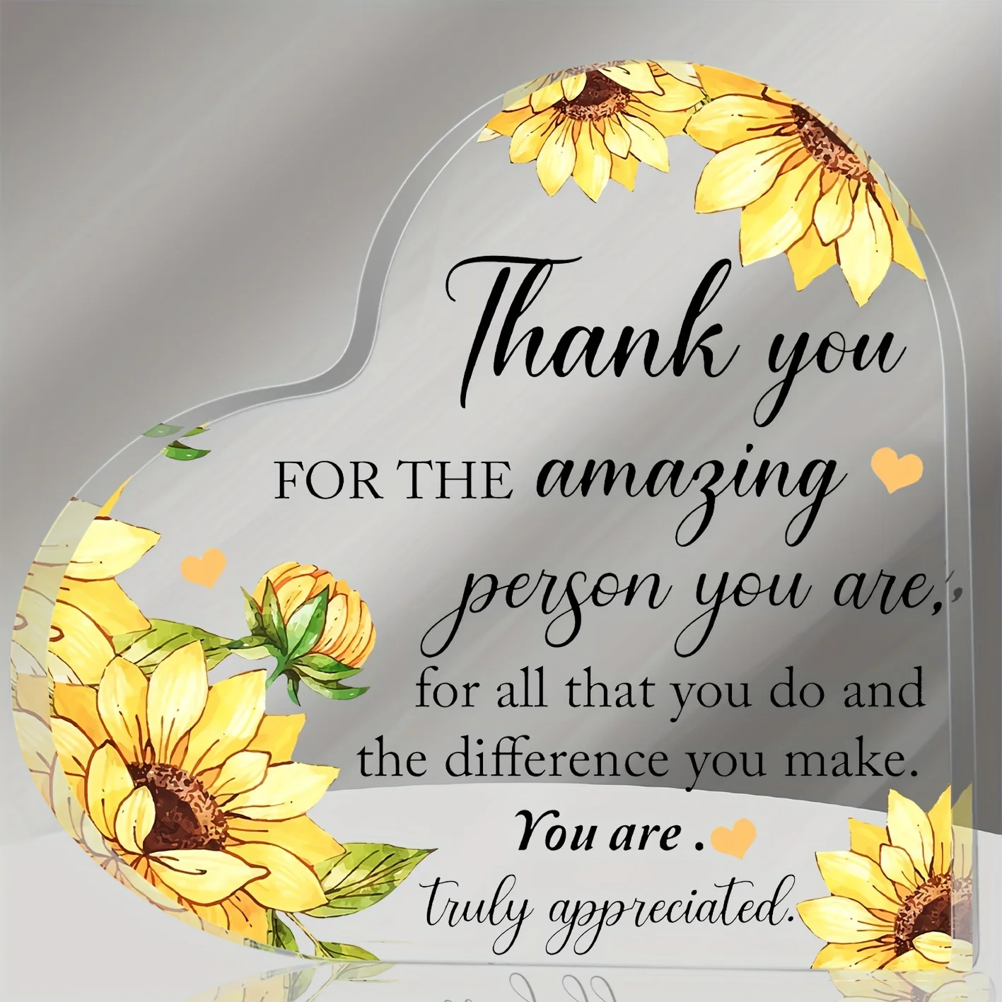 1 pcs, heart-shaped acrylic plaque, thank you gift for teachers, nurses, ladies birthday gift, gift for family, gift for friends