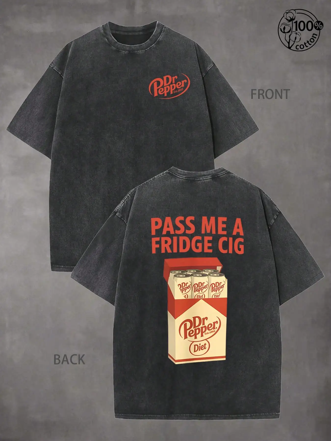 

Футболка из выстиранного хлопка с эффектом потертости и ретро-принтом в виде банки, свободный крой, повседневная одежда