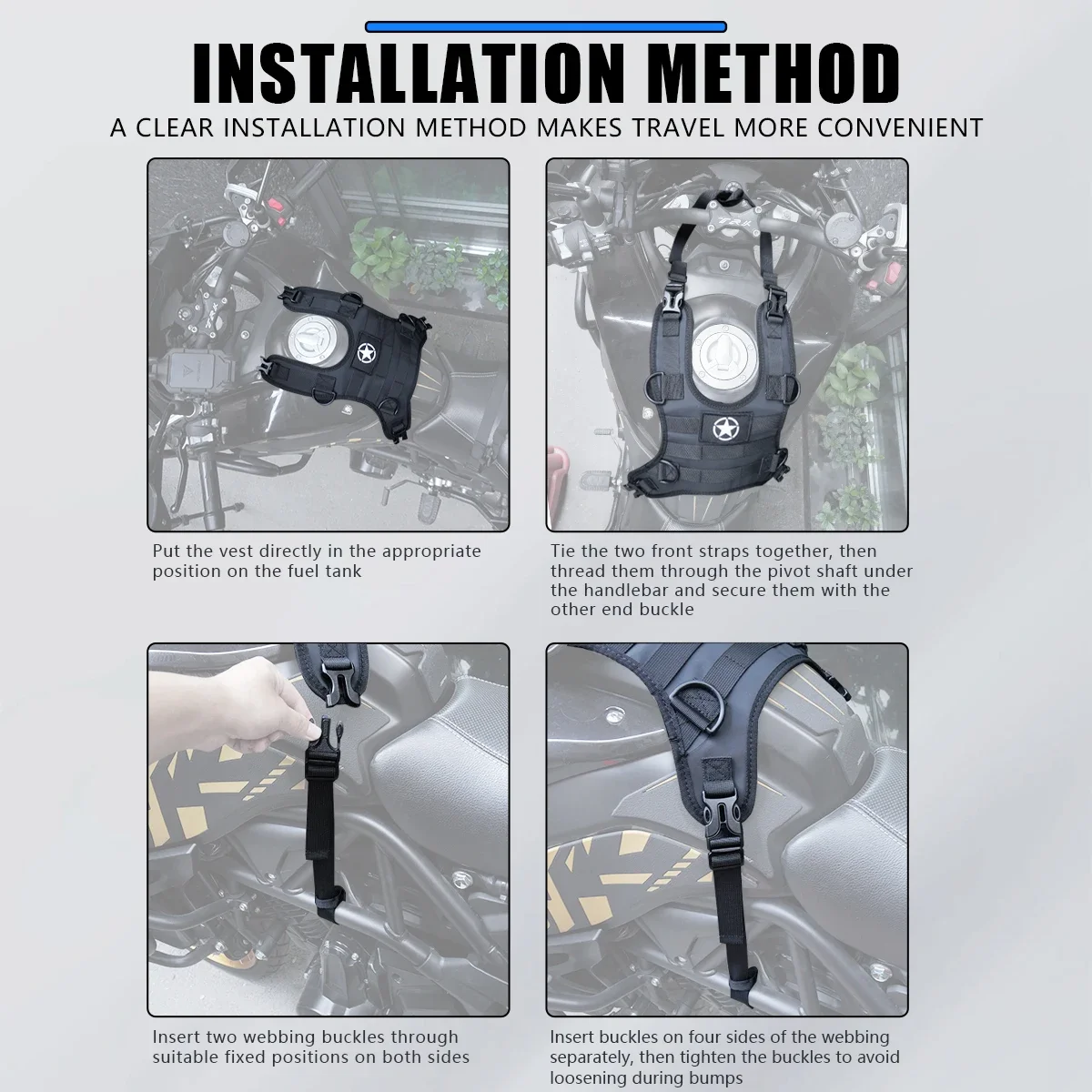 Motortanktas/bumpertas Universele zadeltas Montagebasisontwerp voor het bevestigen van verschillende tassen