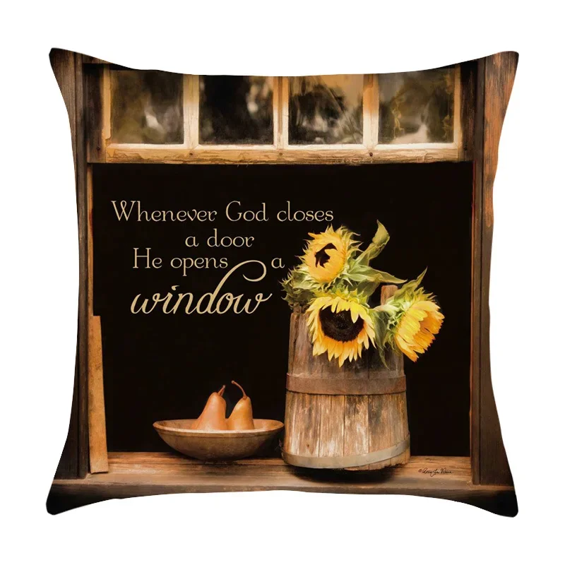 45X45 Sunflower Print Pattern Cushion Cover for Home Living Room Bedroom Sofa Decoration Throw Pillow