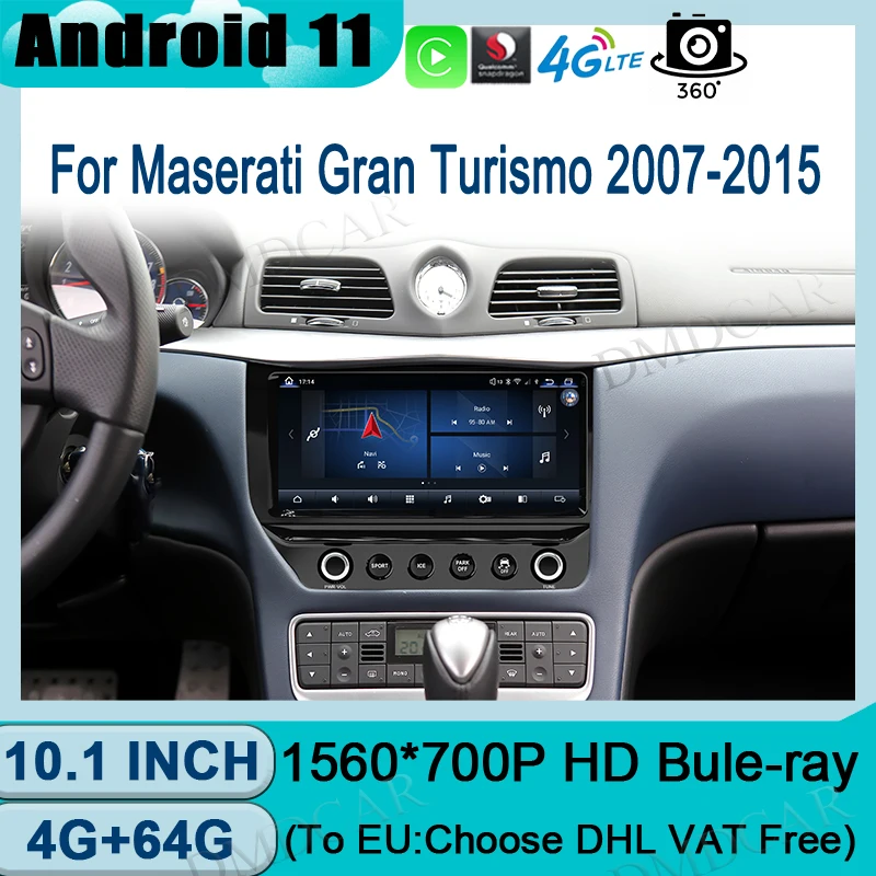 

10.1" Qualcomm Android 11 Car Multimedia Player Stereo Receiver Radio for Maserati GT GranTurismo 2007-2015 DSP 4G LTE Carplay