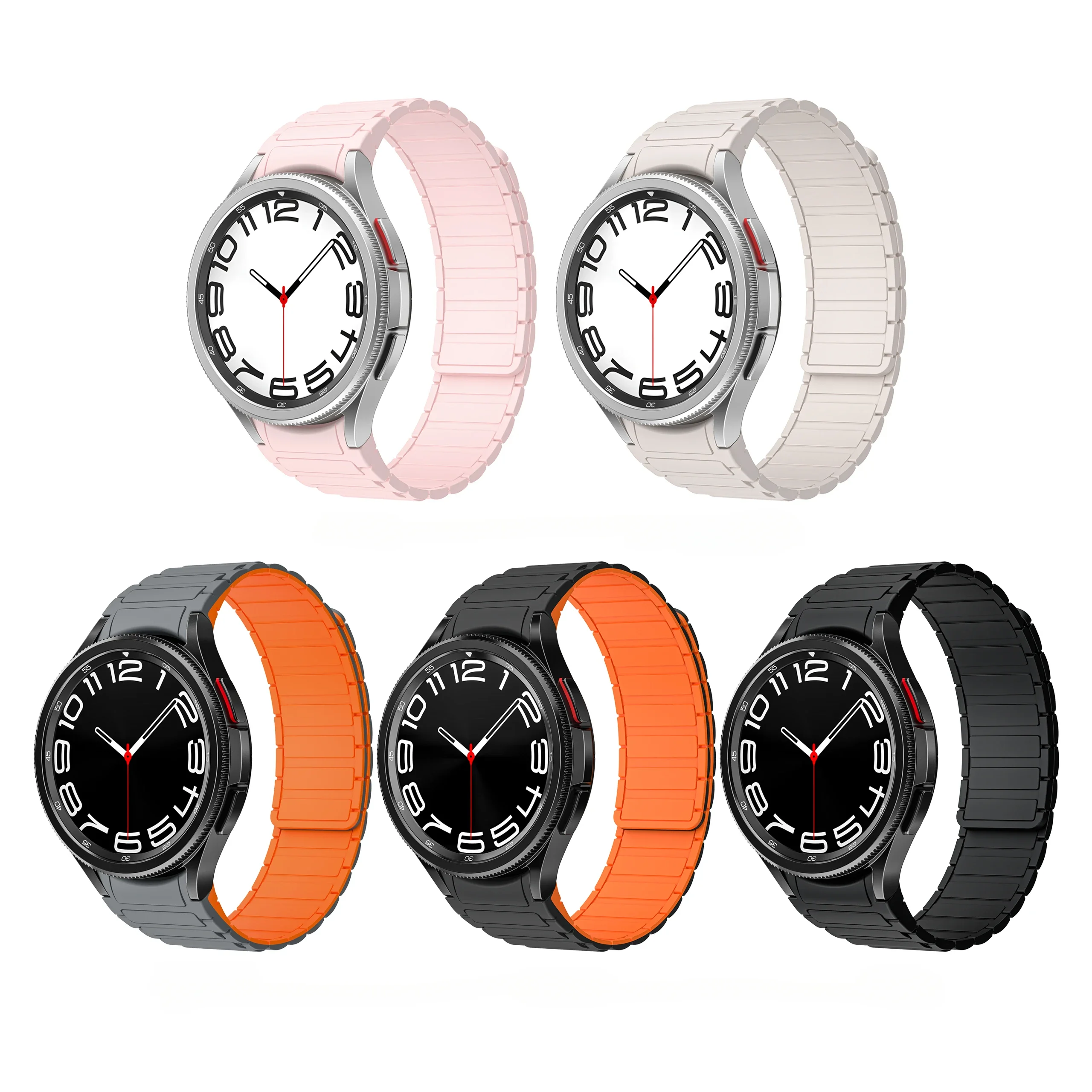 Silicone Magnetic Band for Samsung Galaxy Watch 6 Classic 43 47mm 42 46mm 5pro 45mm Loop No Gaps Strap for galaxy 4 5 6 40 44mm