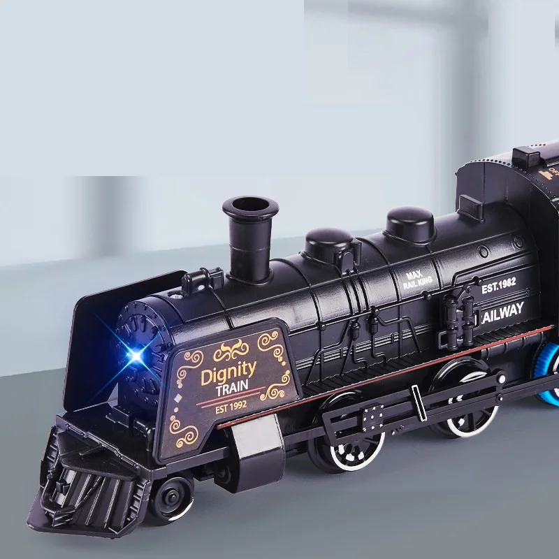 Ensemble de jouets de simulation IecaccelerTrains pour enfants, modèle de voie ferrée, entraînement par batterie, train électrique classique rétro