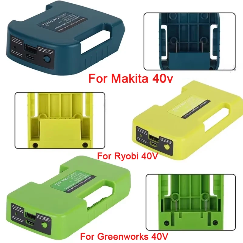 Dudukan baterai Li-ion dengan gesper sabuk rak penyimpanan isi daya Cepat USB tipe-c untuk Makita/Ryobi/Greenworks baterai 40V