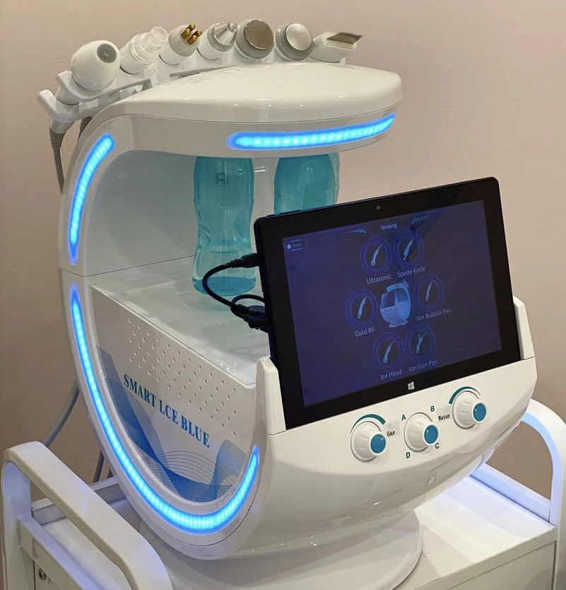 Smart Ice Blue 7 in 1 Oxygen Hydro Dermabrasion Bubble Machine Professional Face Hydra Machine RF Lifting Machine