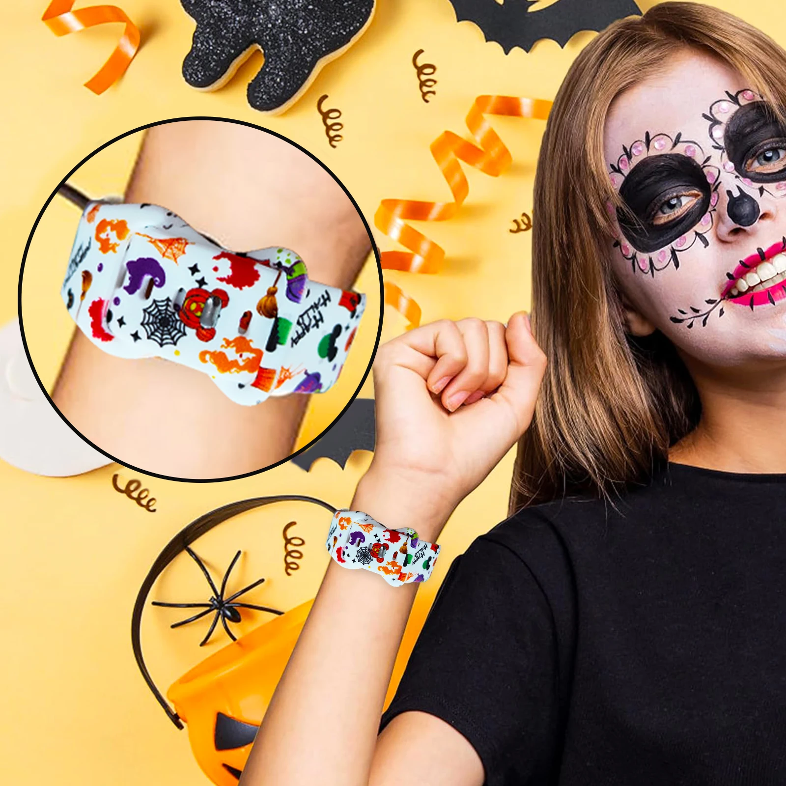 Halloween Series 2 Printed Strap for Apple Watch 9 8 7 SE Silicone Band Replaceable Bracelet for iWatch 45mm 44mm 42mm Watchband