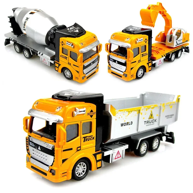 

Alloy Engineering Trucks Car Models Toy for Boys Diecasts Toys Vehicles 1:64 Scale Pull Back Excavator Mixer Truck