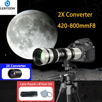 Lightdow Manual Focus Telephoto Zoom Lens 420-800mm F8.3-16 with 2X Converter 67mm UV filter for Canon Nikon Sony DSLR Cameras