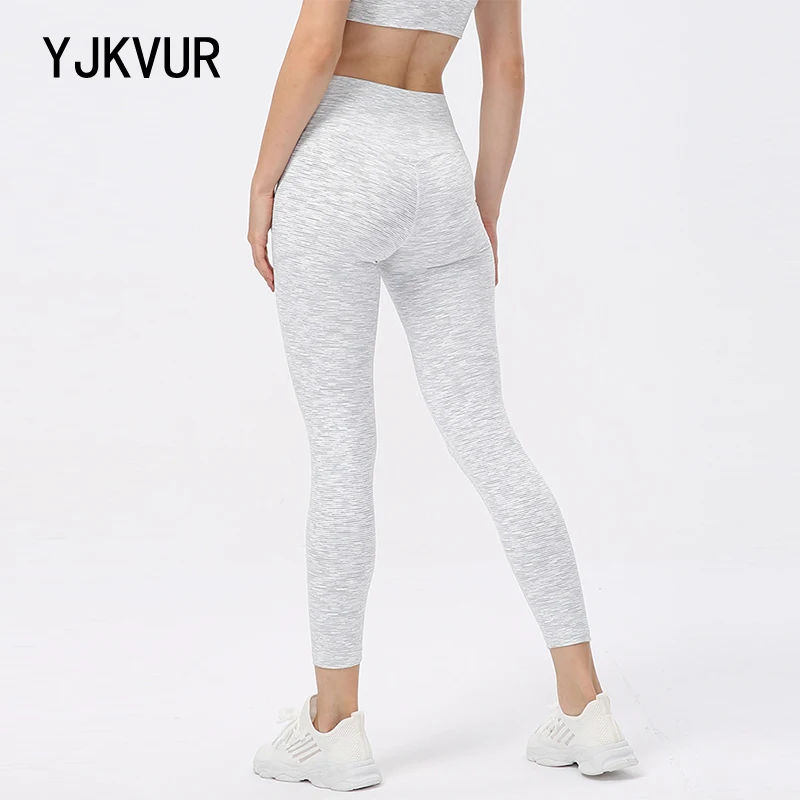 YJKVUR Nylon Legging Gym Women's Sexy Yoga Pants High Waist Tight Fitting Elastic Soft Breathable No T Line Sports Running Pants