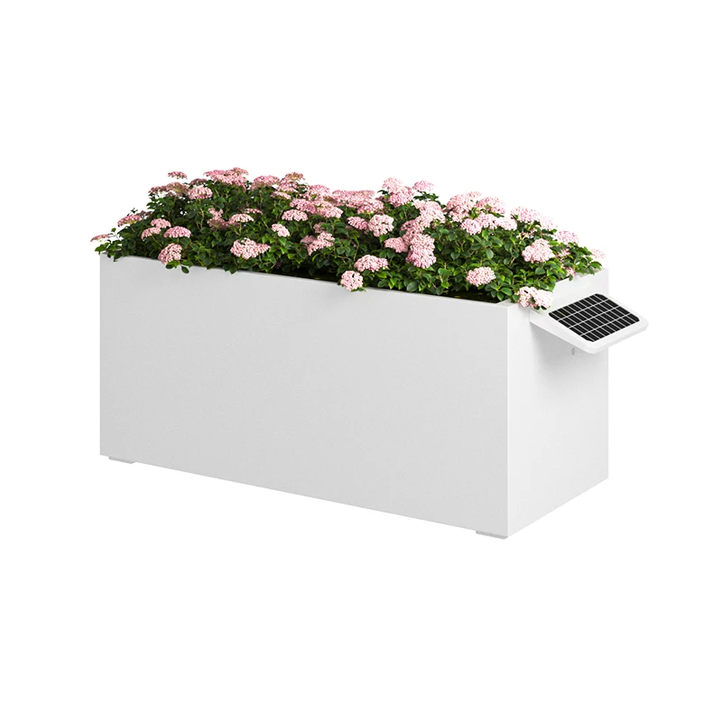 Modern Luxury Metal Smart Flower Pot Indoor Plant Tall Square Self-watering Flower Pot Large Outdoor