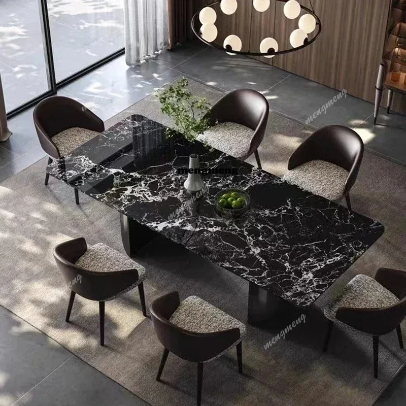

Italian Design High-end Villa Dining Table Method Black Restaurant Dining Table Originality Home Furniture Mesa De Jantar