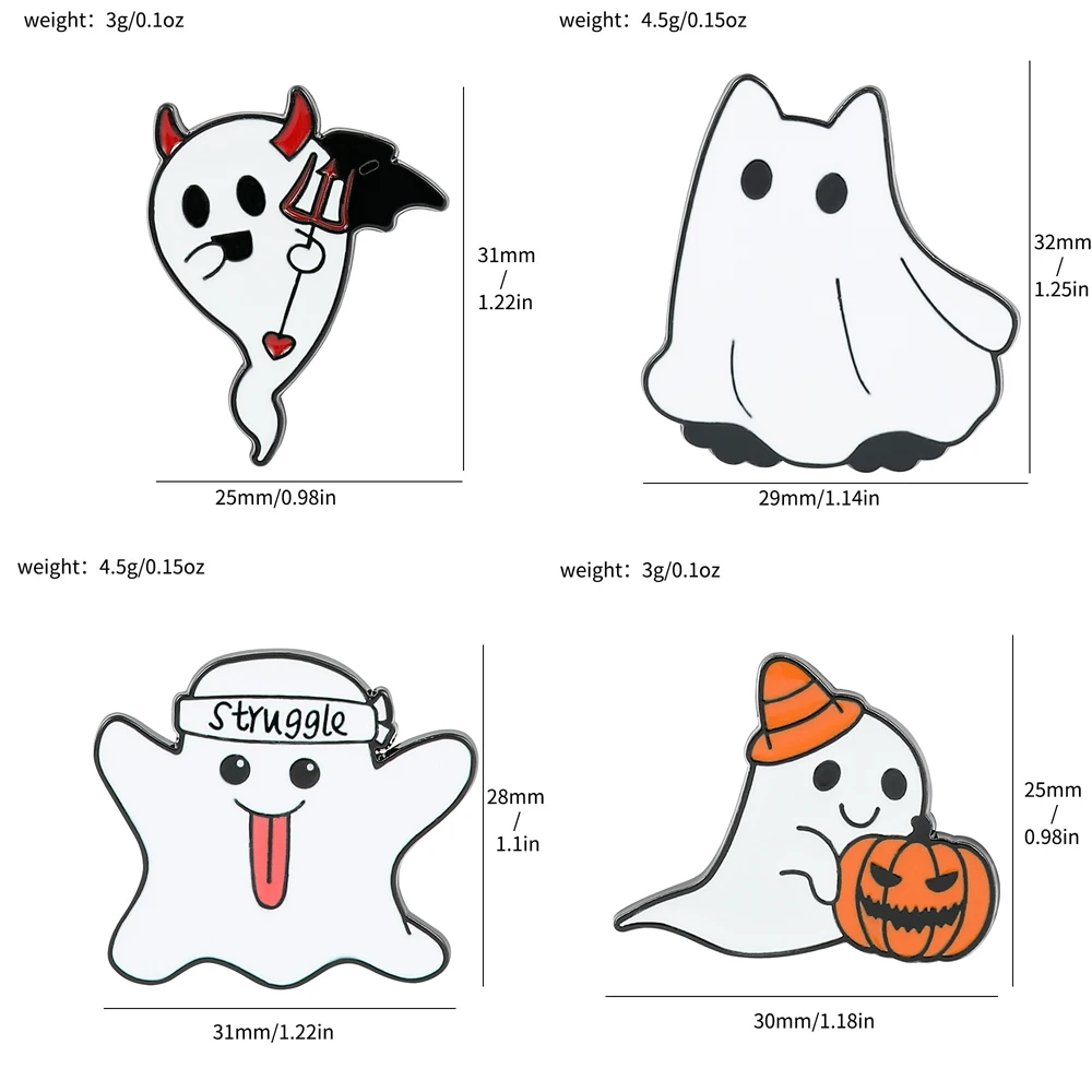 Épingles en Émail Fantôme et Citrouille d'Halloween, Broche Spectre pour Vêtements, Sac à Dos, Accessoires Amusants, Vente en Gros