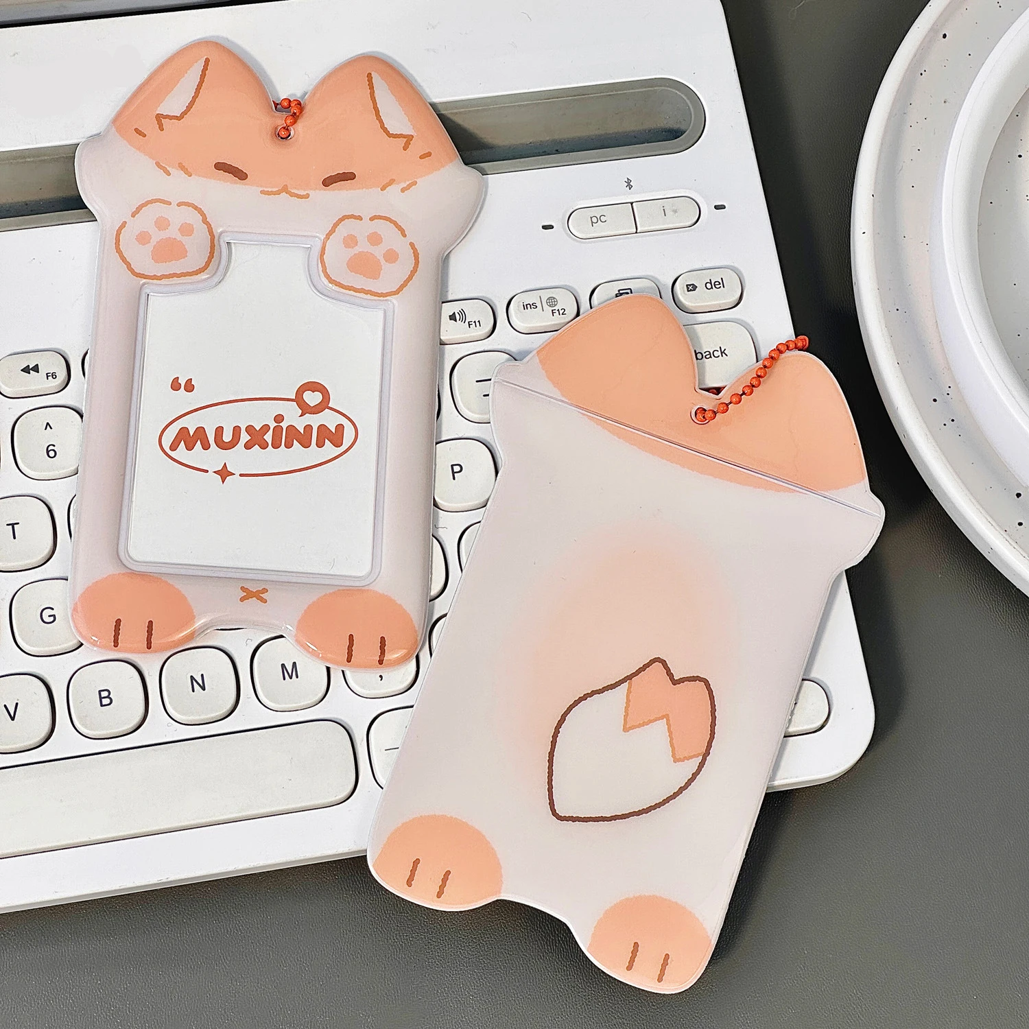 Soporte para sesión fotográfica de 1 Uds., tarjetero con identificación de animales de dibujos animados bonitos con llavero, fundas protectoras para fotos de carcasa dura