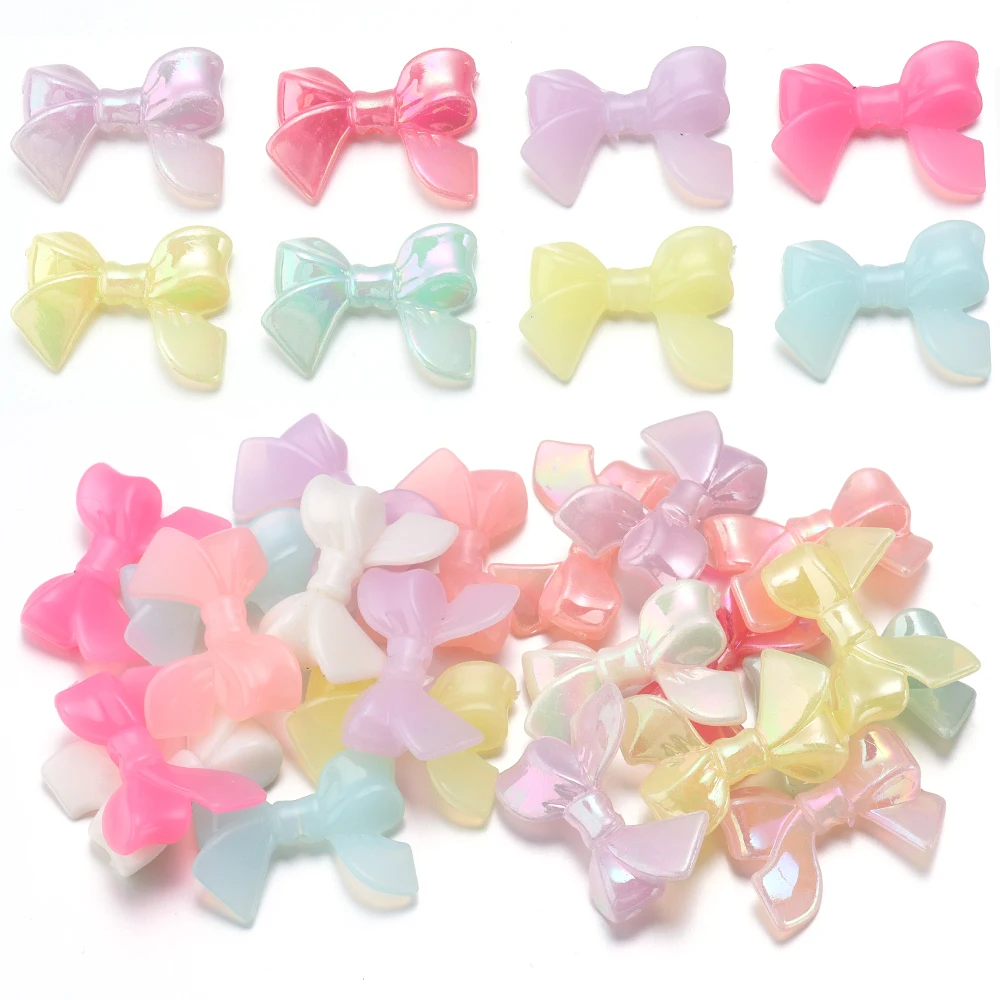 20 stücke Bogen Acryl Perlen 33x24mm Mix Farbe Bowknot Lose Perlen Für DIY Schmuck Machen Armbänder Halskette telefon Schlüssel Kette Liefert