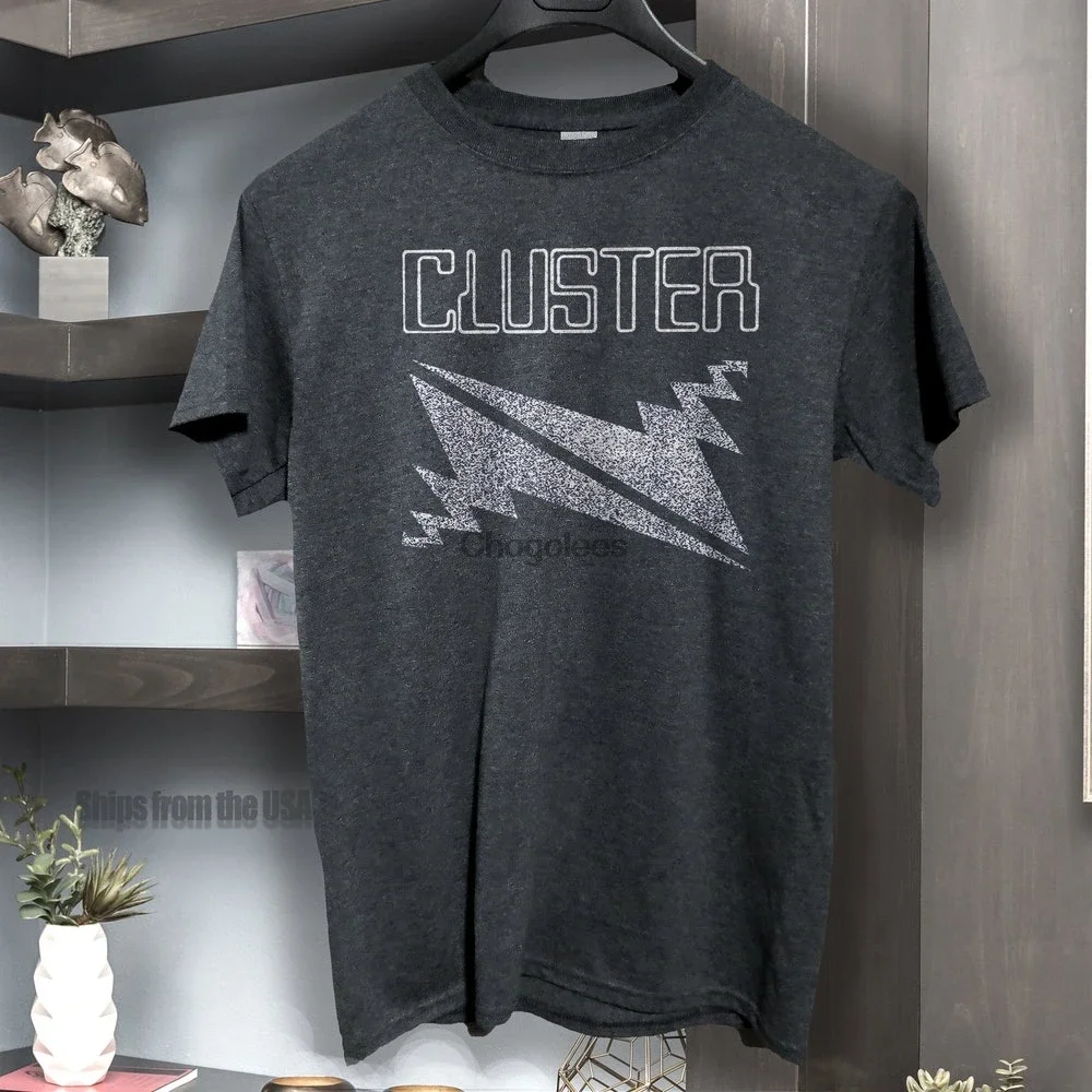 Cluster T-Shirt Siebdruck Kurzarm schwarz Hemd Baumwolle Kluster Kraut rock