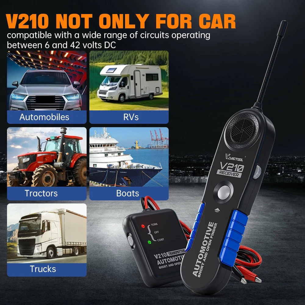 VDIAGTOOL V210 Automotive Circuit Tester 6-42V Open Short Finder Circuit Tester Wire Tracker Tracers Analyzer