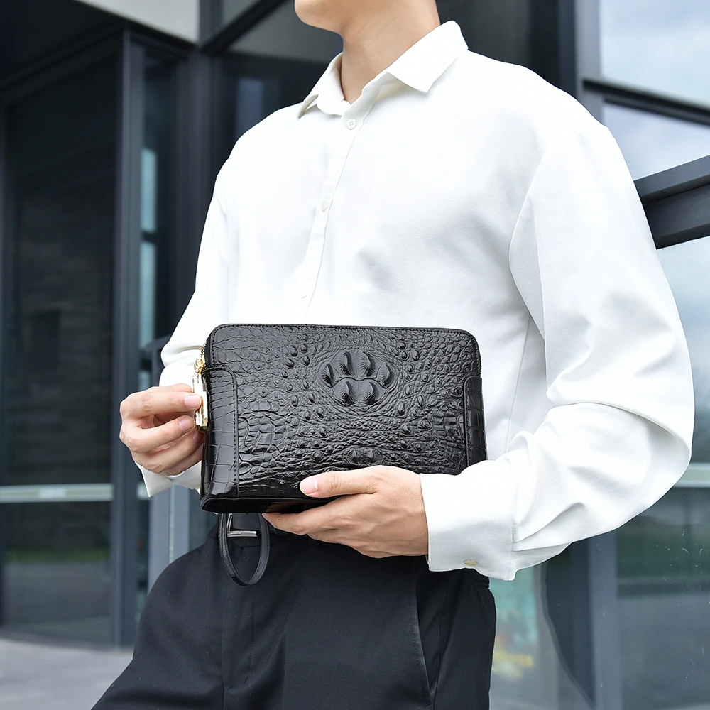 

Fashionable men's cowhide crocodile pattern wallet handbag sacoches hommes bolsos para hombre borse luxury firmate sac luxe 클러치