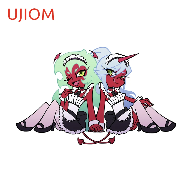 UJIOM Scanty Devil Sisters Wall Sticker Creative Cartoon Maid Girls Living Room Waterproof Decal Suitable For Smooth Surfaces