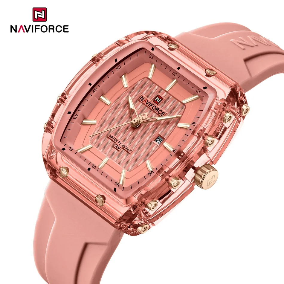 NAVIFORCE High Quality Simple Fashion Quartz Watches For Women Waterproof Silicone Band Ladies Daily Casual Female Wristwatch