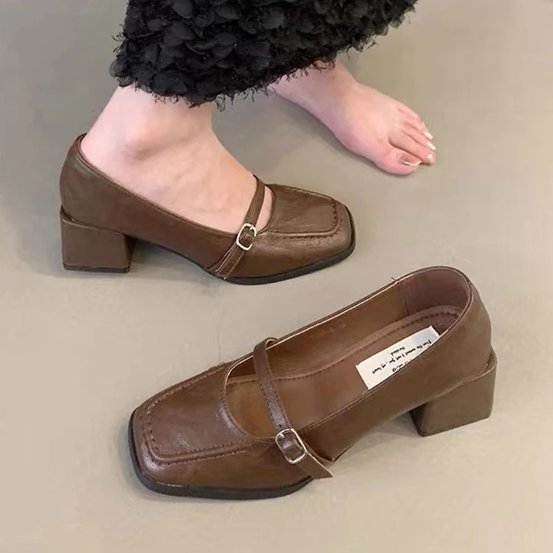 

Женские туфли Мэри Джейн на высоком каблуке. Уютные туфли на массивном каблуке. Летнее платье. Туфли-лодочки в стиле Лолиты. Женские сандалии. 2025 г. Дизайнерские новые Zapatillas Mujer.