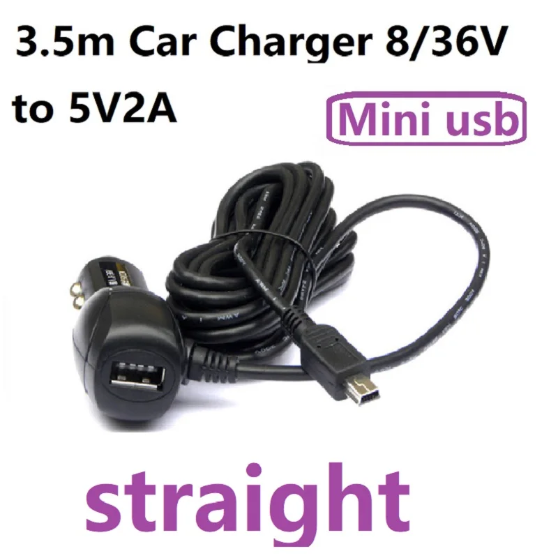 3.5M DC 8~36V Output 5V 2A Power 5 Pin Mini usb Gps Car Charger for Garmin Gps Car USB Charger cable Power Adapter for Car DVR