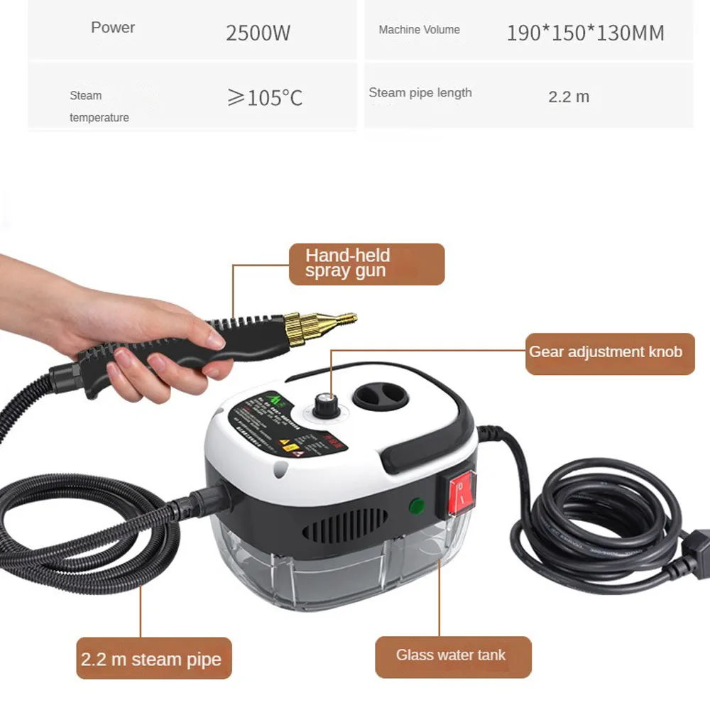 2500W Steam Cleaners High Temperature and Pressure Handheld Steam Clean Air Conditioner Kitchen Hood Car Machine Floor Cleaning