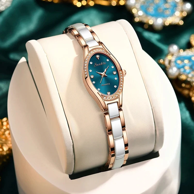

LIGE Brand Sunkta Luxury Elegant Quartz Women's Watches Simple Casual Waterproof Fashion Bracelet Watch Original Diamond Clocks