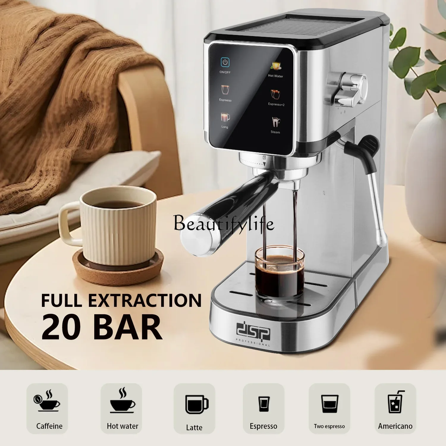 Household small automatic all-in-one machine high pressure extraction espresso steam coffee machine