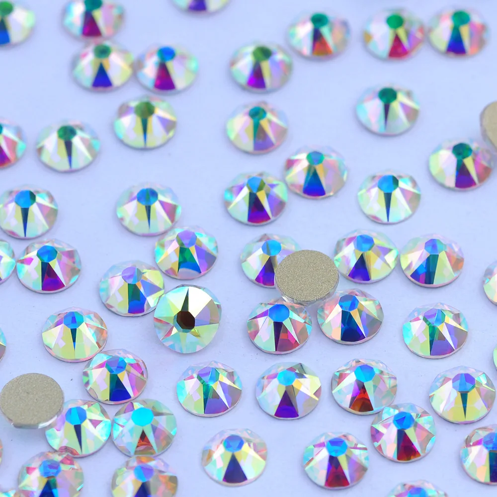 PUBRILEX-Crystal 288 Stück Glas-Strass Nicht-Hotfix Flache Rückseite Strasssteine DIY Nagelkunst Handwerk Kleidungsdekoration 8 Große 8 Kleine 2088 – Detail 16