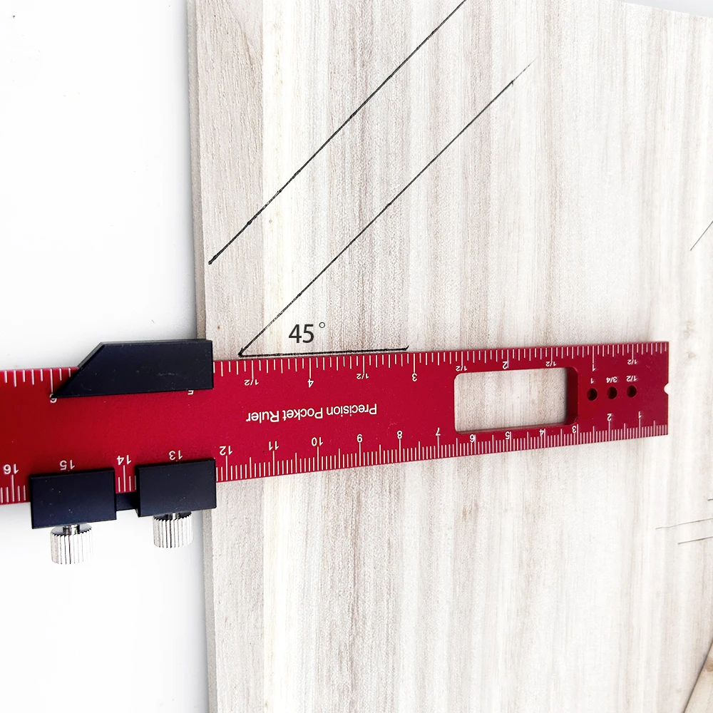 Woodworking ToolsRuler Precision Pocket Ruler Slide Ruler Inch/Metric T-Track Metal Slide Stops Aluminum Precision Rulerler