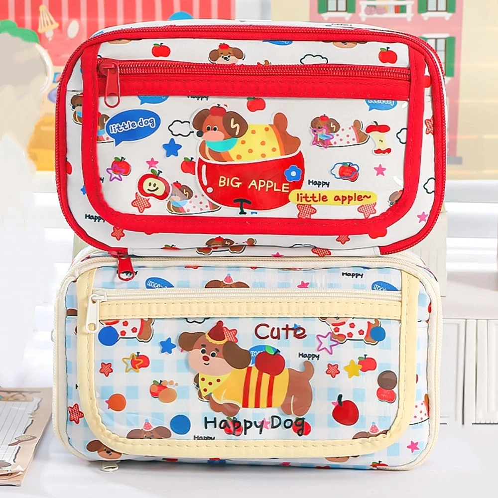 

Large Capacity Dopamine Puppy Pencil Bag Cosmetics Storage Zipper Stationery Storage Bag Creative Cute Pen Pencil Case Kids Gift