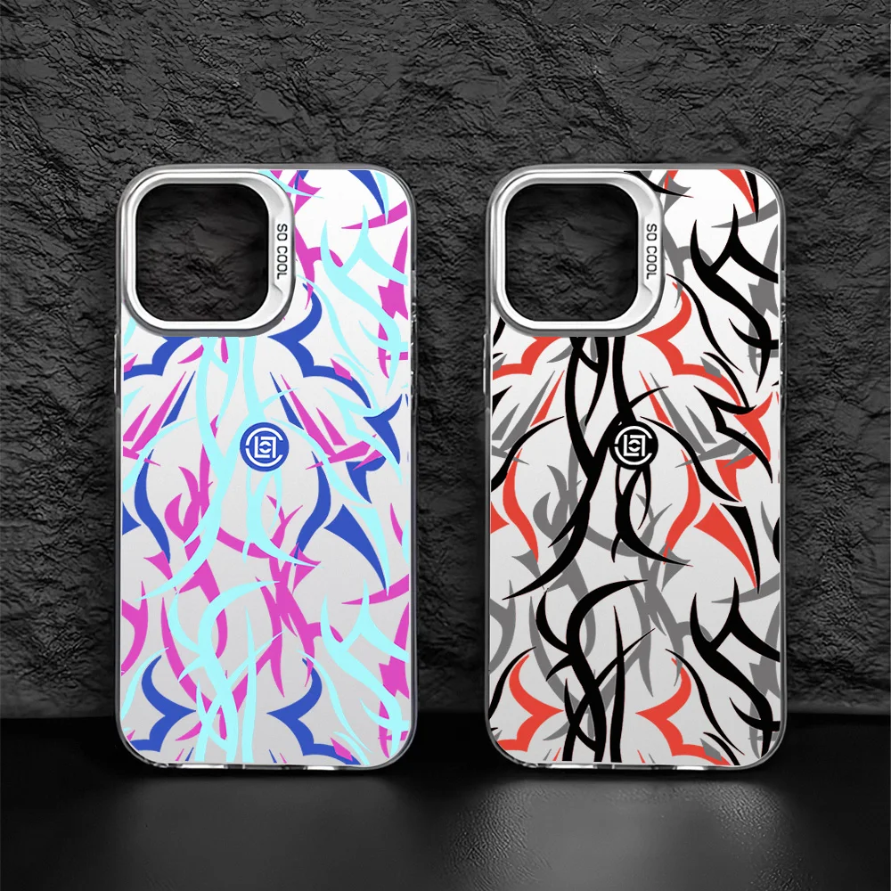 CLOT Alienegra Thorns Design Phone Case for iPhone 12 11 13 14 15 16 Max Pro Plus Laser Cover