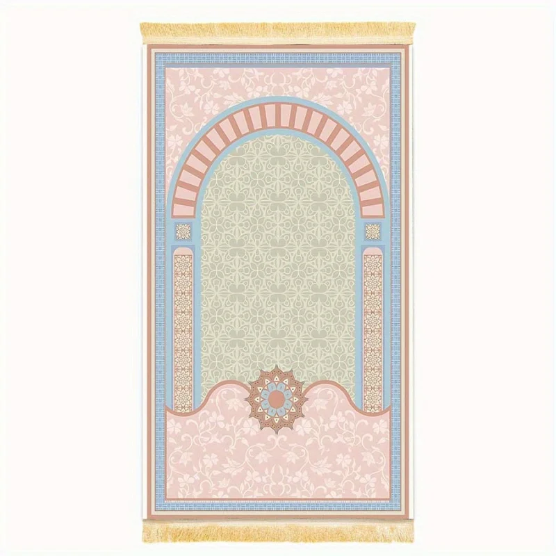 VIKAMA Floral Arch Islamic Prayer Rug Soft Comfortable Foldable Carpet Lightweight Home Mosque Prayer Mat