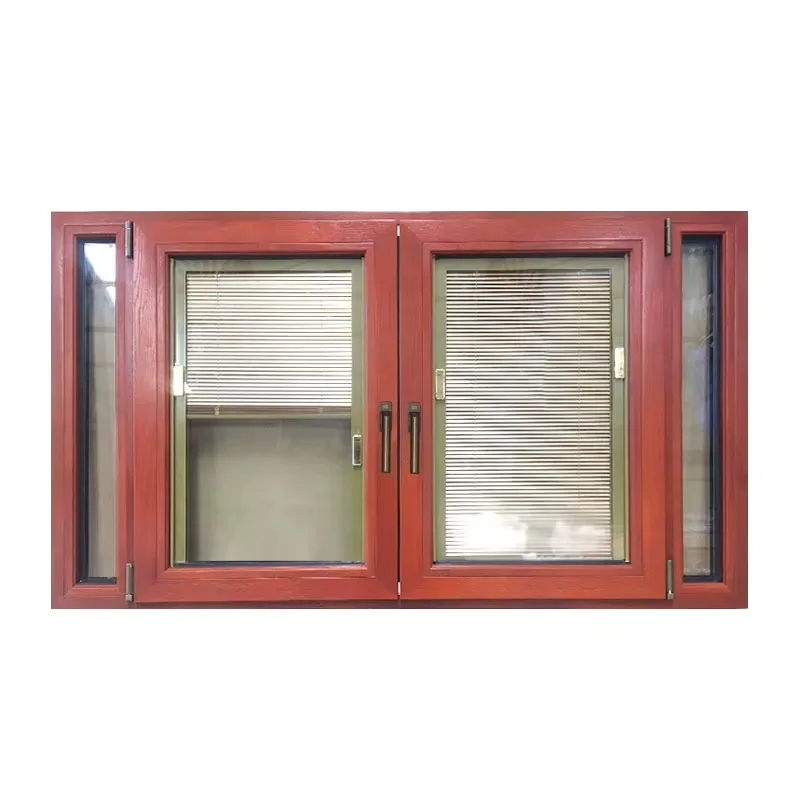Spacer Double Glass 3 Tracks Sliding Window Aluminum Wood Texture Profiles Alu Wood Windows