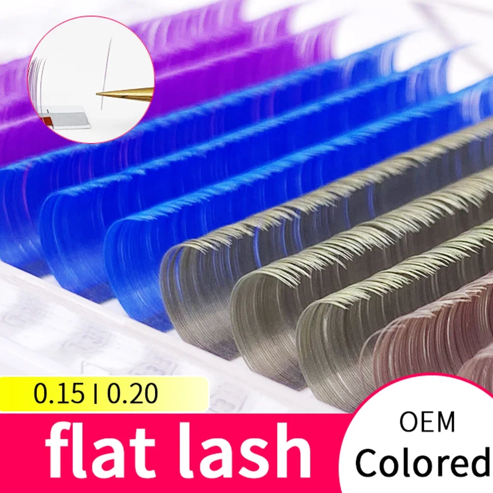 Yelix Ellipse Flat Lashes Extensions Color Lash Purple Blue Brown Green Eyelash Extensions Individual False Colored Mink Lashes