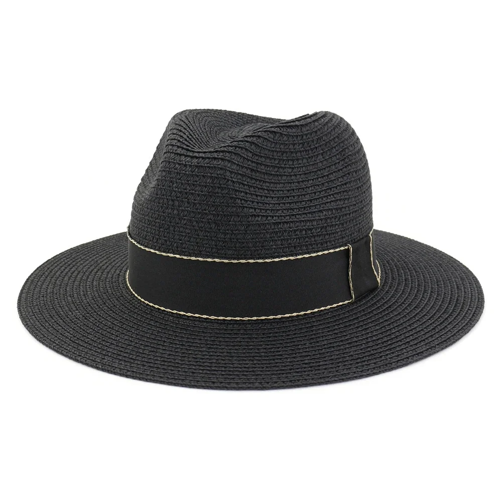 

SHOWERSMILE Summer Hat Women Panama Hat Fedora Straw Sunhat Women Beach Sun Visor Cap Chapeau Vintage Jazz Trilby Cap Sombrero