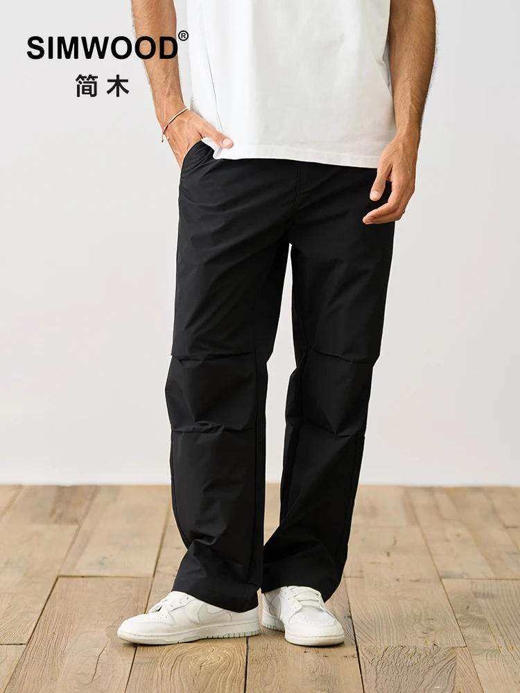 SIMWOOD 2023 Summer New Lightweight 160gsm Sorona Fabric Outdoor Pants Men Loose Parachute Cargo Trousers