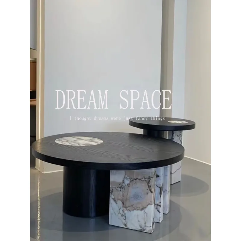 Medieval day marble round coffee table small apartment combination living room side table designer